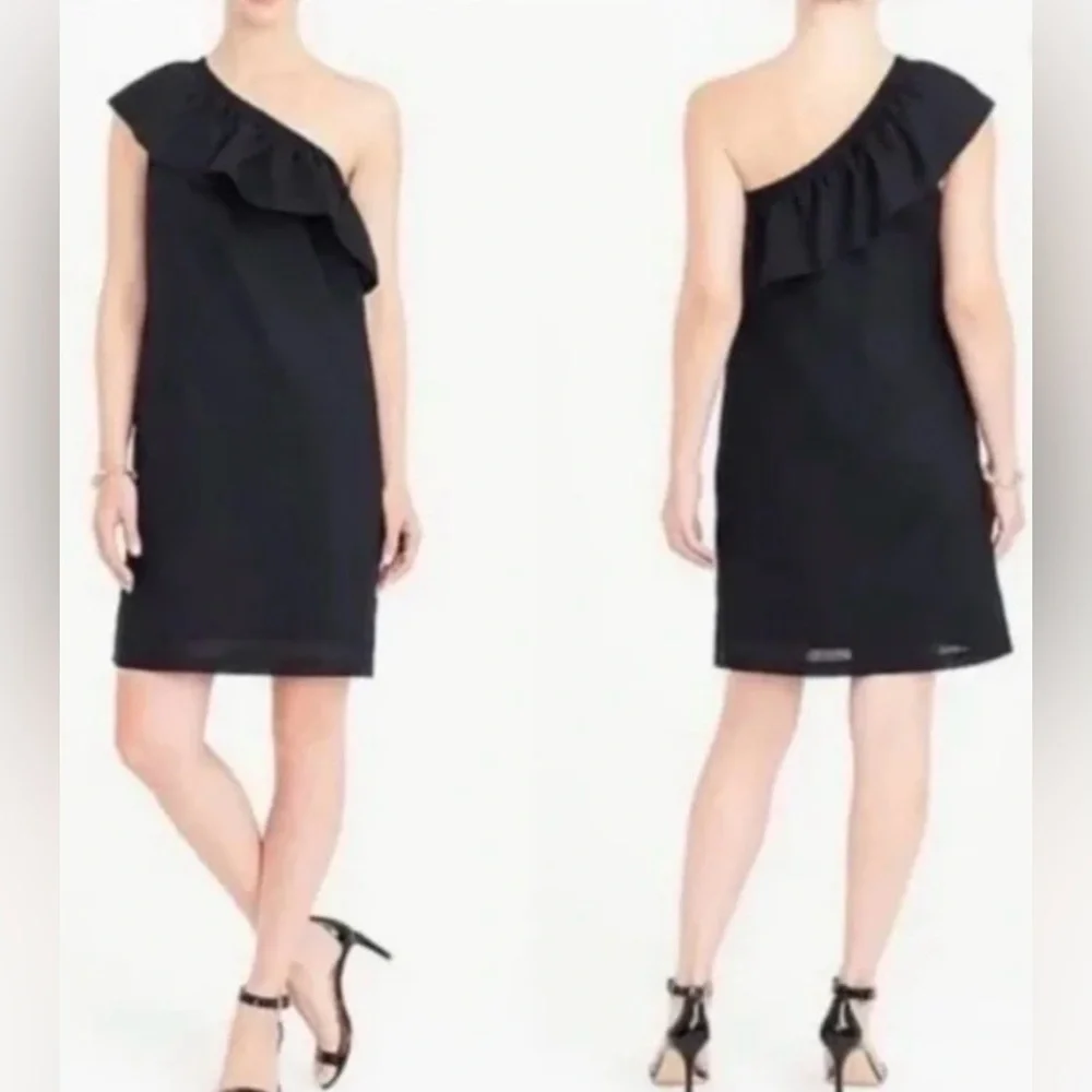 J. Crew Ruffle One-Shoulder Linen BlendvDress - Picture 2 of 6